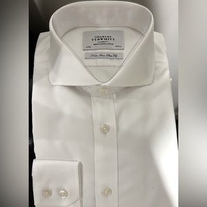 Extreme Spread Collar Non-Iron Twill Shirt - White size 16 35